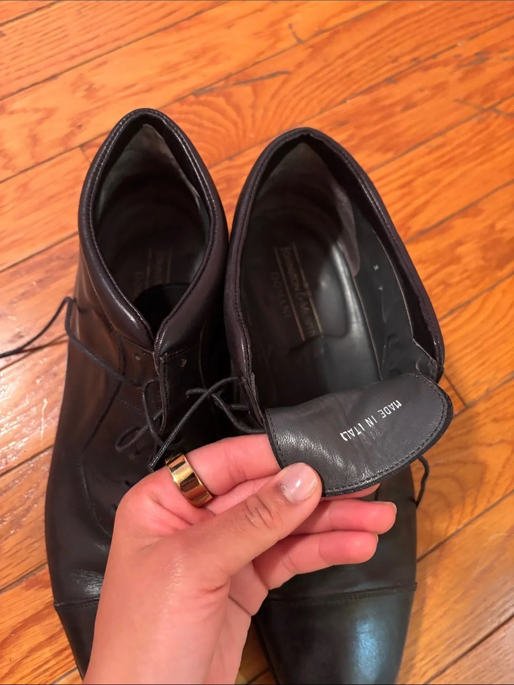 Johnston & Murphy Black Leather Domani Lace-Up Boots